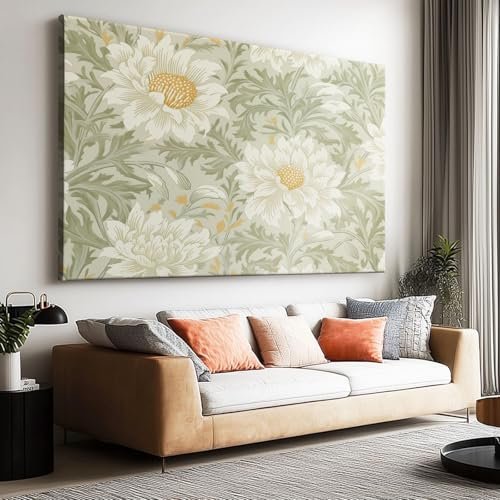 Poster ohne Rahmen Elegante Pflanzen Blumen Textur Leinwand Kunst, 80 x 60 cm (L x B) Wandbilder Wohnzimmer, Shabby Chic Wanddeko Aesthetic Schlafzimmer Badezimmer Kunst Büro Zimmer Esszimmer
