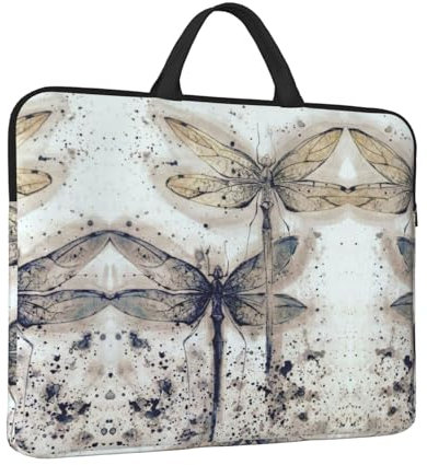 ESNAIUVCD Modern Dragonfly Print Protective 14 Inch Laptop Case,Laptop Sleeve with Handle Compatible,Carrying Computer Bag