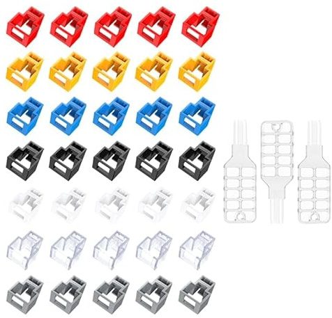 35 PCS RJ45 Network Port Security Lock with 3 Key,Removable Ethernet Cable Lock, Provide Physical Protection for Laptops, Computers and RJ45 Network Devices (5 PCS Per Color)