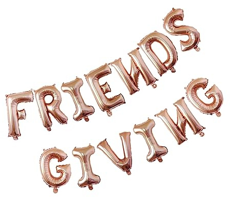 HOMSFOU Aluminium Folienballons Set Roségold Friends Giving Party Dekoration Ungiftig als Fotohintergrund und Wanddeko für Thanksgiving und Friendsgiving Feier