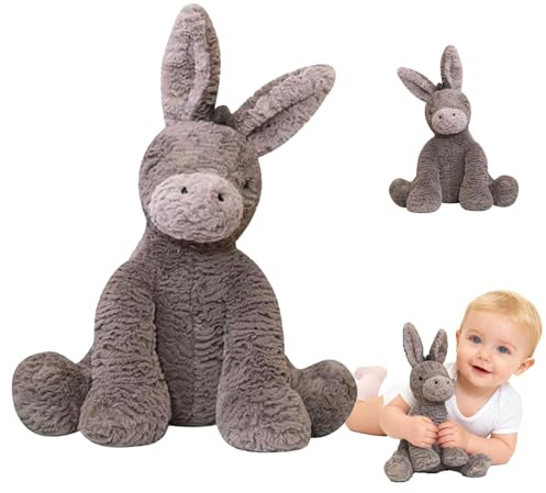 Bcuuozeeing Kuscheltier Esel - 23cm Süße Esel Stofftier, Plüschtier für Kinder, Weich Esel Plüschtier, für Babys und Kleinkinder zum Greifen, Knuddeln, Entdecken und Einschlafen