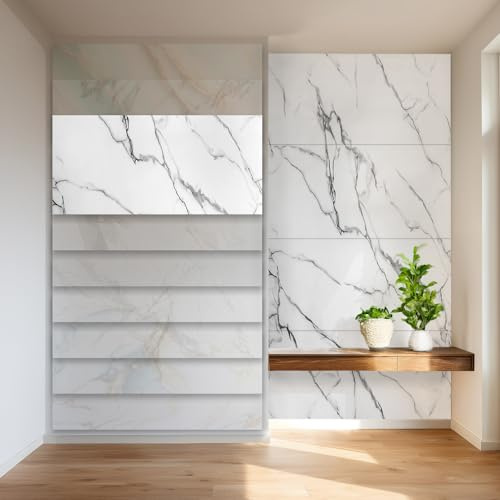 HEXIM Marmorplatten Optik 4er-Set 122×70cm SPC Kunststoff Innen & Außenbereich Granit Steinoptik - Duschrückwand Küchenrückwand Wandpaneel Wohnzimmer Akzentwand (3,42 m² 2001) A-Serie