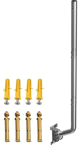 Universal Adjustable TV Antenna Mount, 36'' Ferritic Stainless Steel J-Pole Mast, Heavy-Duty Wall/Roof Mounting Bracket for Antennas, Weather Station, Cell Phone Signal Booster, WiFi Extender