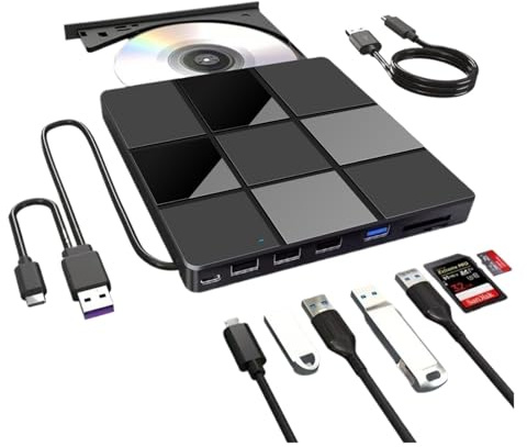 Lettore DVD, Unità ottica portatile USB 3.0 Type-C 7 in 1 UHD 4K Blu-ray BD DVD Burner(Blu-ray Player)