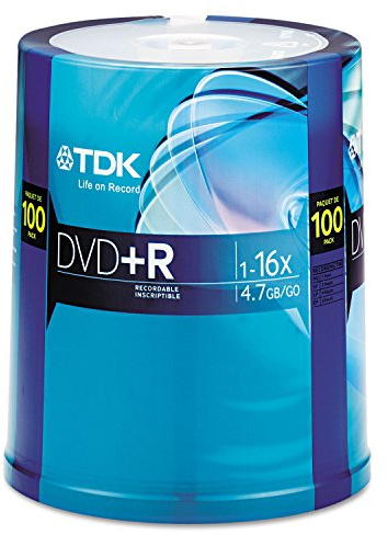 TDK dvd+r 16x 100 pack spindle-recordable DVD's