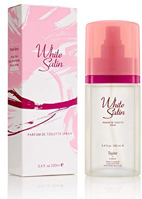 TAYLOR OF LONDON White Satin - EDT Perfume for Women - Spicy & Floral 100ml | Eau de Toilette for Women, Floral Warm Scent, Grapefruit, Bergamot, Vanilla, Gift for Her, Everyday Wear