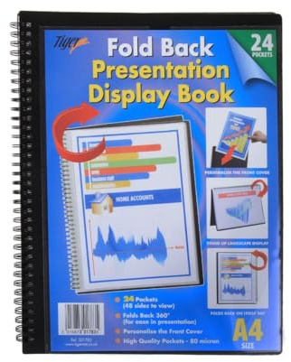 Tiger 301783 13803X 24 A4 Pocket Fold Back Display Book - Black