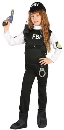 FIESTAS GUIRCA | Disfraz de Agente F.B.I. Infantil (10-12/Años) - Camisa, Chaleco, Gorra y Pantalón - Disfraces de Policía y Agente Secreto para Halloween, Carnaval y Fiestas de Disfraces - Ideal
