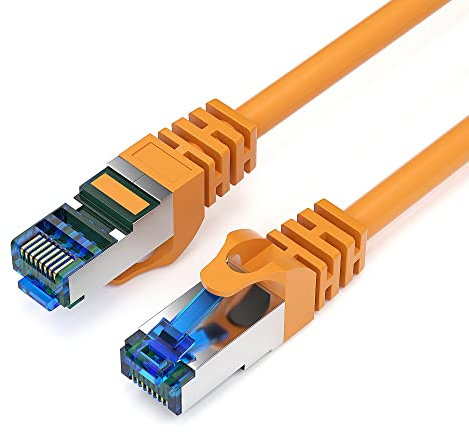 JAMEGA - 4m CAT 7 Netzwerkkabel Gigabit Ethernet Lan Kabel in orange | 10000 Mbit s | Patchkabel Cat.7 Rohkabel S FTP PIMF Schirmung mit RJ45 Stecker | Switch Router Modem Access Point