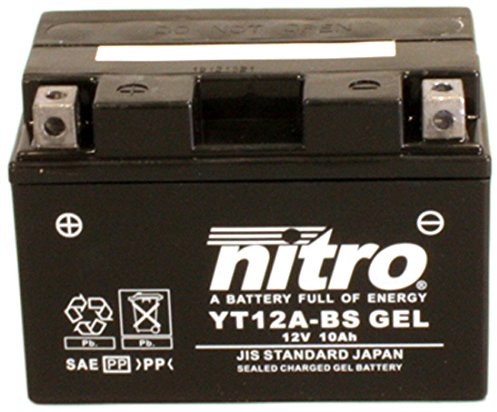 NITRO YT12A-BS GEL -N- YT12A-BS Gel AGM Fermé, Noir, Taille NA, Noir