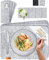 MIQIO® - Set de Table Design 12 Pièces Feutre et Cuir pour 4 Personnes, Lavable, 4 Sets, 4 Dessous de Verres, 4 Pochettes Porte-Couverts (Gris Chiné)