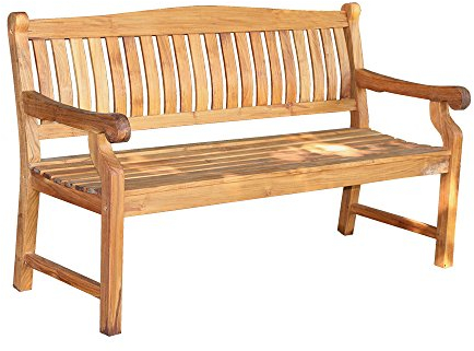 Strandkorbwerk Teakholz Gartenbank New Brighton ca. 160 cm komplett montiert Bank Holzbank Teak Sitzbank