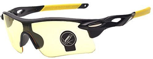 LINNUO Sports Sunglasses UV400 Protection Outdoor Eyeglasses Fishing Ski Driving Golf Running Cycling Camping HD Lens Unisex Eyewear (Yellow, Black Yellow Frame,One Size)