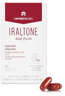 Cantabria Labs Iraltone Aga Plus Capsulas - Complemento Alimenticio para el Manejo de la Caída Capilar Crónica Severa, Sin Gluten, Sin Lactosa, 60 Capsulas