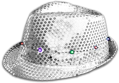 Blinkender LED-Fedora-Hut, The Glowhouse (Silber)