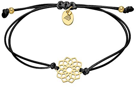 Max Palmer Armband mit Anhänger Blume der Fruchtbarkeit [04.] - Band: schwarz | Anhänger: Gold