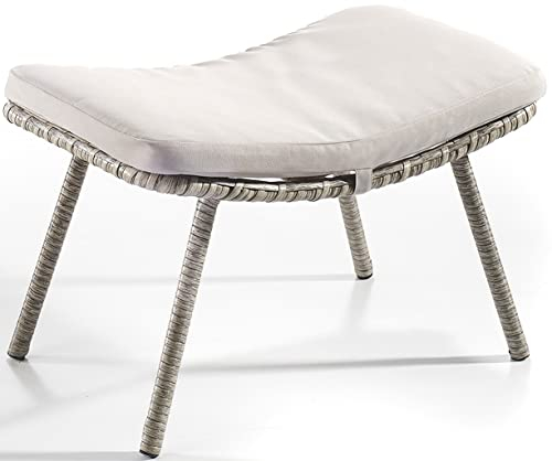 Kobolo Hocker Polyrattan grau mit Kissen passend zu Drehsessel RELAXE