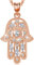 Collier Main de Fatma en Pendentif Argent Sterling 925, Collier Or Rose Bijoux pour Femme, Pendentif Mauvais œil Main de Hamsa d'amour Cadeau de Bijoux pour le jour de la Saint-Valentin (Or rose)