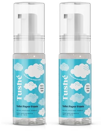 Toilet Paper Foam (2-Pack) – Flushable Wet Wipe Alternative for Sensitive Skin – Unscented, Septic Safe – Aloe Vera, Witch Hazel & Vitamin E – 100ml (3.38 fl oz)