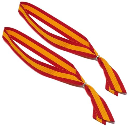 Cinta España Pack de 2 Cintas para Colgar en el Retrovisor del Coche Oficina Adorno Colgante Espejo Interior Automóvil Colores Amarillo y Rojo Colores de la Bandera de España