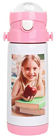 Personalised Kids Water Bottle Add Any Photo/Text, Custom Stainless Steel Straw Bottle 350ml School Picnic Outdoor Sports Bottle Vacuum Cup Customised Gift for Birthday Christmas