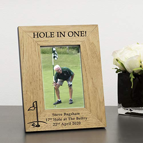 Personalised Hole In One! Engraved Wooden Photo Frame Gift 6x4 Golf Lovers Gift Celebrate a Hole In One