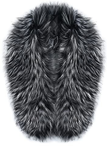 MAGIMODAC Fellkragen Pelzkragen Kunstfell Kunstpelz Fell Kragen Pelzschal Wie echt für Kapuze Kapuzenmantel Winter Parka Mantel Jacke (Schwarz mit weißen-2, 90cm/35.43’’)