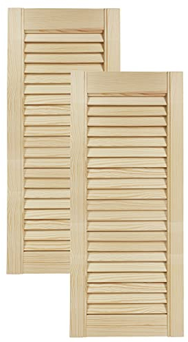 DecoMeister Lamellentüren aus Holz Massivholz Lamellentür Holztür Schranktür mit offenen Lamellen für Kleiderschrank Möbelfronten 294x720 mm 2-er Pack