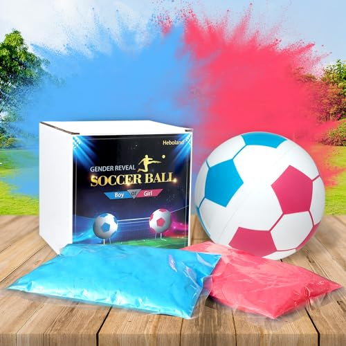 Gender Reveal Fußball mit Puder, Revelacion de Sexo de Bebe, 2 große Beutel mit rosa und blauem Puder zum Enthüllen, für Jungen oder Mädchen, Baby, Geschlecht enthüllt Ideen
