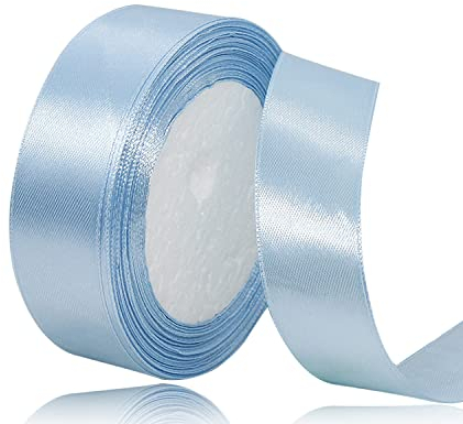Hellblau Satinband 25mm x 22Meters Schleifenband Hellblau Geschenkband Dekoband Stoffband für Geschenk, Basteln, Nähprojekte, Haarschleifen, Brautstrauß, Hochzeits Dekoration