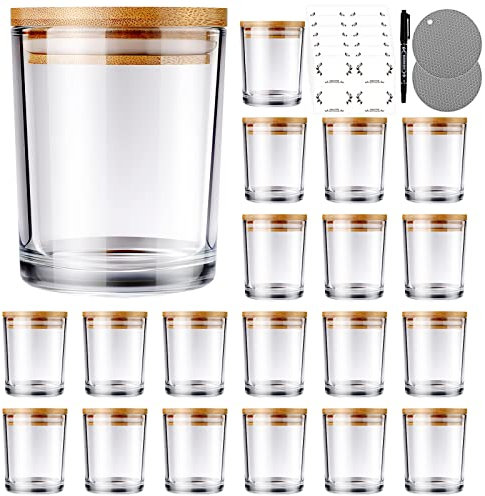 SAEUYVB Lot de 20 pots à bougies en vrac avec couvercles, kit de fabrication de bougies