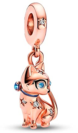 Annmors Sparkling Pet Cat Charm Anhänger 925 Sterling Silver mit Kubischem Zirkon für Europäische Armbänder und Halskette,Christmas Schmuck Geschenk für Damen Herren