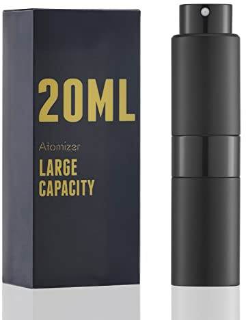 owlyee Atomizador de perfume de 20 ml, botella de spray de colonia de viaje, mini dispensador vacío (negro, 1 unidad)