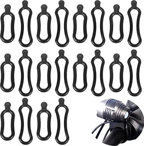 YUTOU 20 Stück Stretch Gummiringe Lampenhalterun Fahrradgurt Band Lampenhalterun für Taschenlampe Mobile LED Fahrradlicht Schwarz (10 Langer + 10 Kurzer)