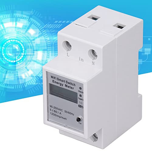 Energiezähler Netzteil, WIFI Smart Energy Meter LCD Display Haushalt für Tuya 1 Phase 2P Din Rail ZMAI-90 AC90-250V