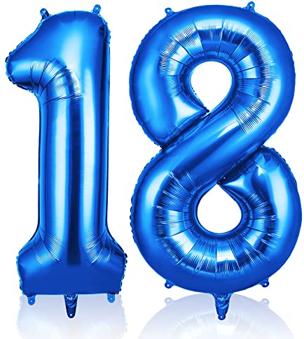 OFFCUP Luftballon Zahlen 18, Riesige Folienballon in 40 - 101cm, Geburtstag Deko Jubiläum, Geburtstagsdeko Ballons für Mädchen Jungen Geburtstagsdeko/Jubiläums Deko/Silvester Deko