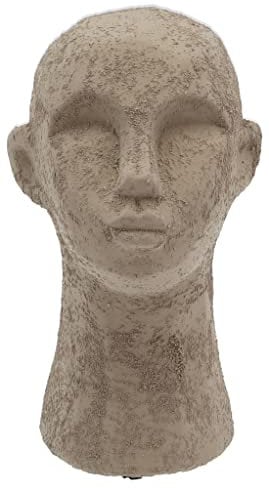 Villa Collection Talvik Kopf Figur Deko, Dekorative Skulptur aus Beton/Zement, Skandinavische Deko Modern, 8,5 x 8,5 x 15 cm, Graubraun