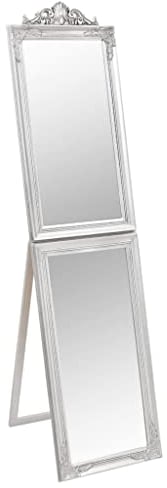 vidaXL Miroir sur Pied Argenté 40x160 cm, Miroir, Miroir de courtoisie, Miroir cosmétique, Miroir de Maquillage, Miroir de décoration, Miroir d'entrée