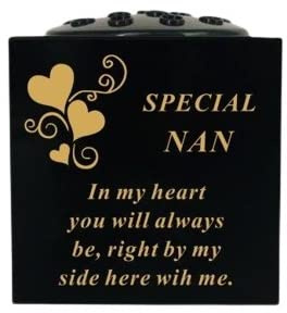 David Fischhoff Graveside Memorial Black & Gold Rose Bowl with Hearts - Special Nan