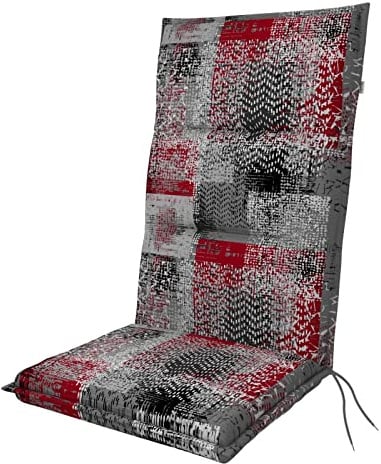 Doppler Hochlehner-Auflage Spot, Gartenstuhl-Polster 118x48x5 cm | Sitzauflage Gartenstuhl mit hoher Lehne, 5cm dickes Sitzpolster mit Bändern, Baumwoll-Polyester-Mix, Made in Europe