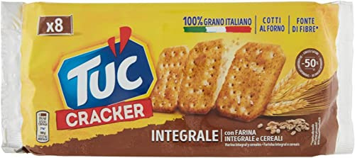 Crackers integrali salati Vollkorncracker gebacken knusprig Snack 6 x 267g | Ideali per pausa e aperitivo; ballaststoffreich, praktisch in Schule, Büro, Lunchbox und, Gesamtnettogewicht 1,602 kg