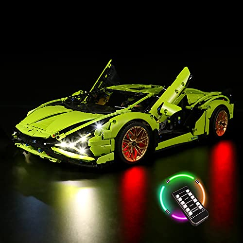 Licht Set Kompatibel Mit Lego Lamborghini Sián FKP 37,Led Beleuchtungs Set Compatible with Lego 42115 - Nur Lichter Set, Kein Modell(Fernbedienung Version)