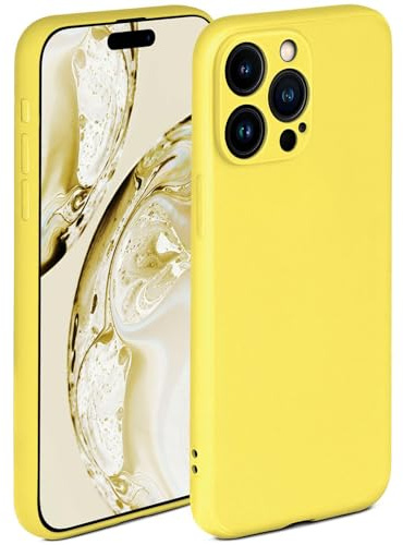 ONEFLOW Soft Case für iPhone 15 Pro Hülle aus Silikon mit Kameraschutz, Silikonhülle mit erhöhtem Schutz fürs Display, Backcover Schutzhülle, weiche Handyhülle, Gelb