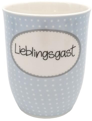 Mea-Living Tasse mit Henkel LIEBLINGSGAST blau, 500ml, Becher mit Spruch, Geschenkidee zum Einzug, Spruchtasse