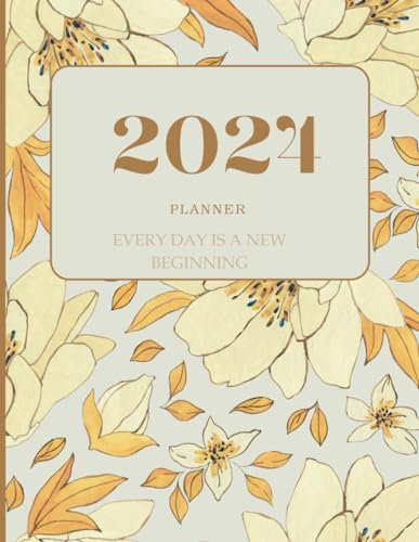 2024 Daily Planner: Yellow Flower Pattern Daily Planner: 100 pages (8,5x11) of organized planning