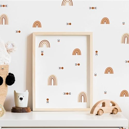 Baby Boo! Wandtattoo Kinderzimmer, Regenbogen, Mond, Vollmond, Halbmond, Boho Stil, Kinderzimmer Deko, Babyzimmer Deko, Wandsticker Kinderzimmer, Wandaufkleber Kinderzimmer, PVC, Wanddeko (90 x 30 cm)