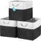OrganiHaus 33x33 Cube Storage Bins Set of 3, Fabric Cube Baskets for Storage Shelves, Foldable Storage Cubes for Kallax Organizer Cube Bins w Rope Handles, Cubby Bins for Nursery Decor -Black/White