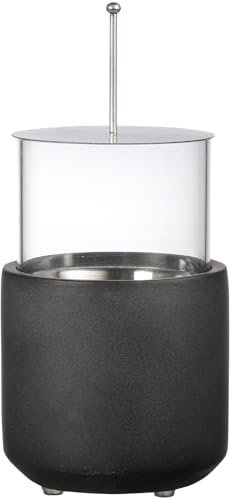 HOMCOM Chimenea Bioetanol Sobremesa Combustión de 2,5h Capacidad de 0,4 L Estufa de Bioetanol Portátil para Hogar Terraza Jardín 12x12x19 cm Gris Oscuro