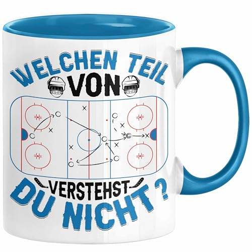Eishockey Trainer Geschenk Tasse Coach Eis-Hockey Spieler Geschenkidee Eishockeyspieler Geschenkdiee Welchen Teil Von Verstehst Du Nicht Kaffee-Becher (Blau)