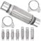 Swpeet 3Pcs 2.5 x 7.9 Inches Exhaust Flex Pipe with 2.5 Inches Exhaust U Clamp Kit, Universal Type Stainless Steel Double Braid Zinc Pipes Exhaust Flex Tube Ideal for Heavy Duty and Cars